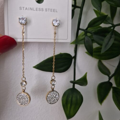 Zirconia Onyx Long Stud Earrings