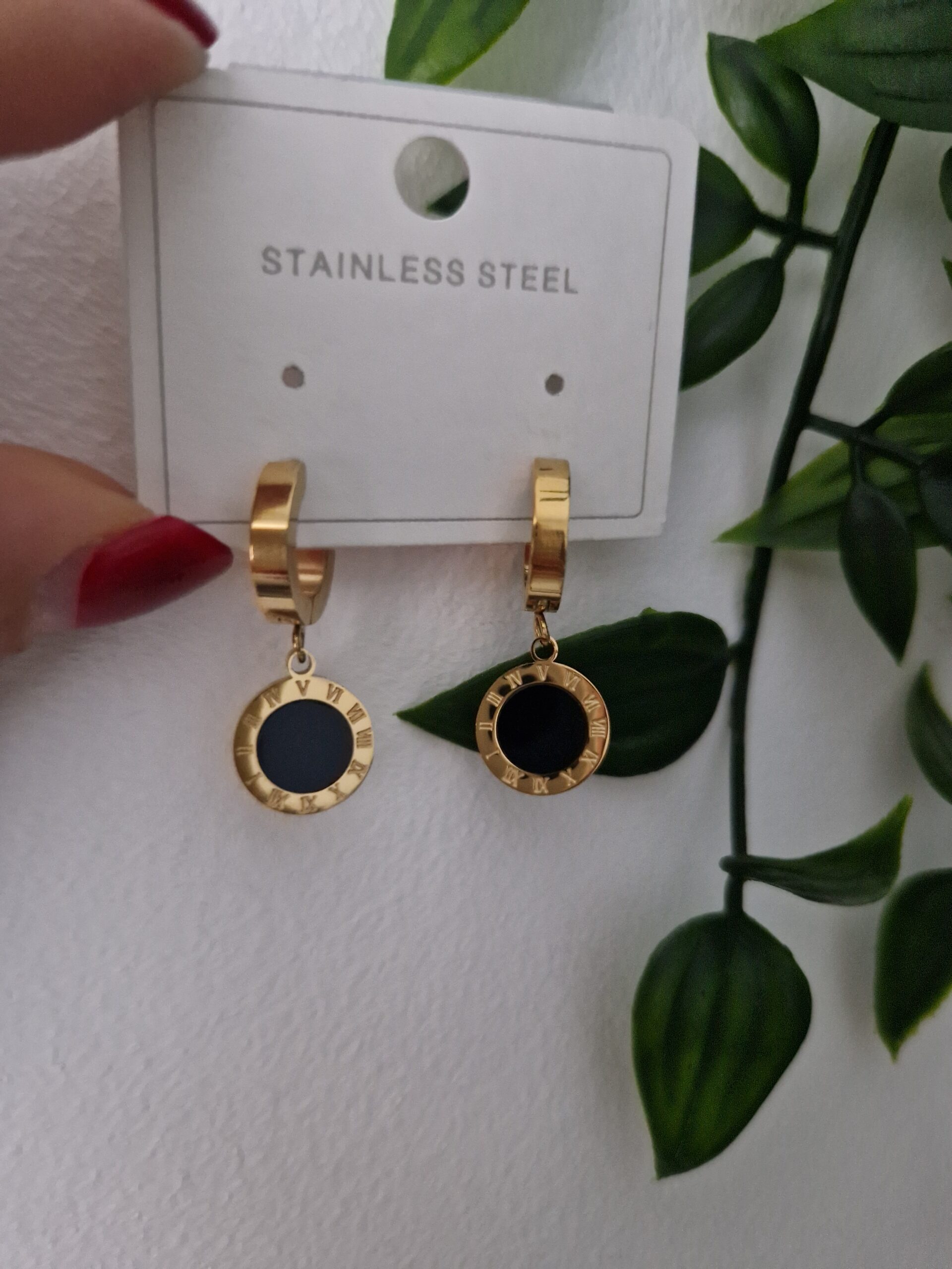 Black Onyx Gold Hoop Earrings