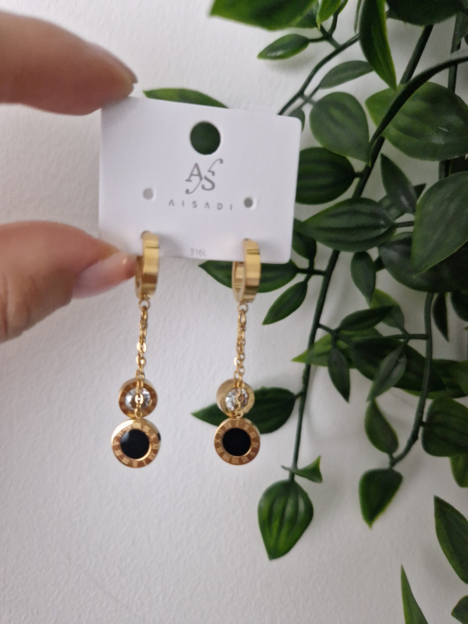 Gold Hoop Black Onyx Earrings