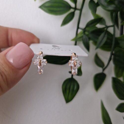 Zirconia Cross Stud Earrings