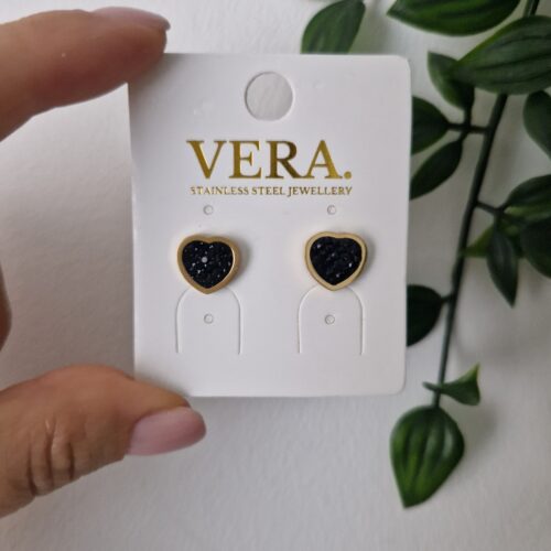 Black Heart Studs Earrings
