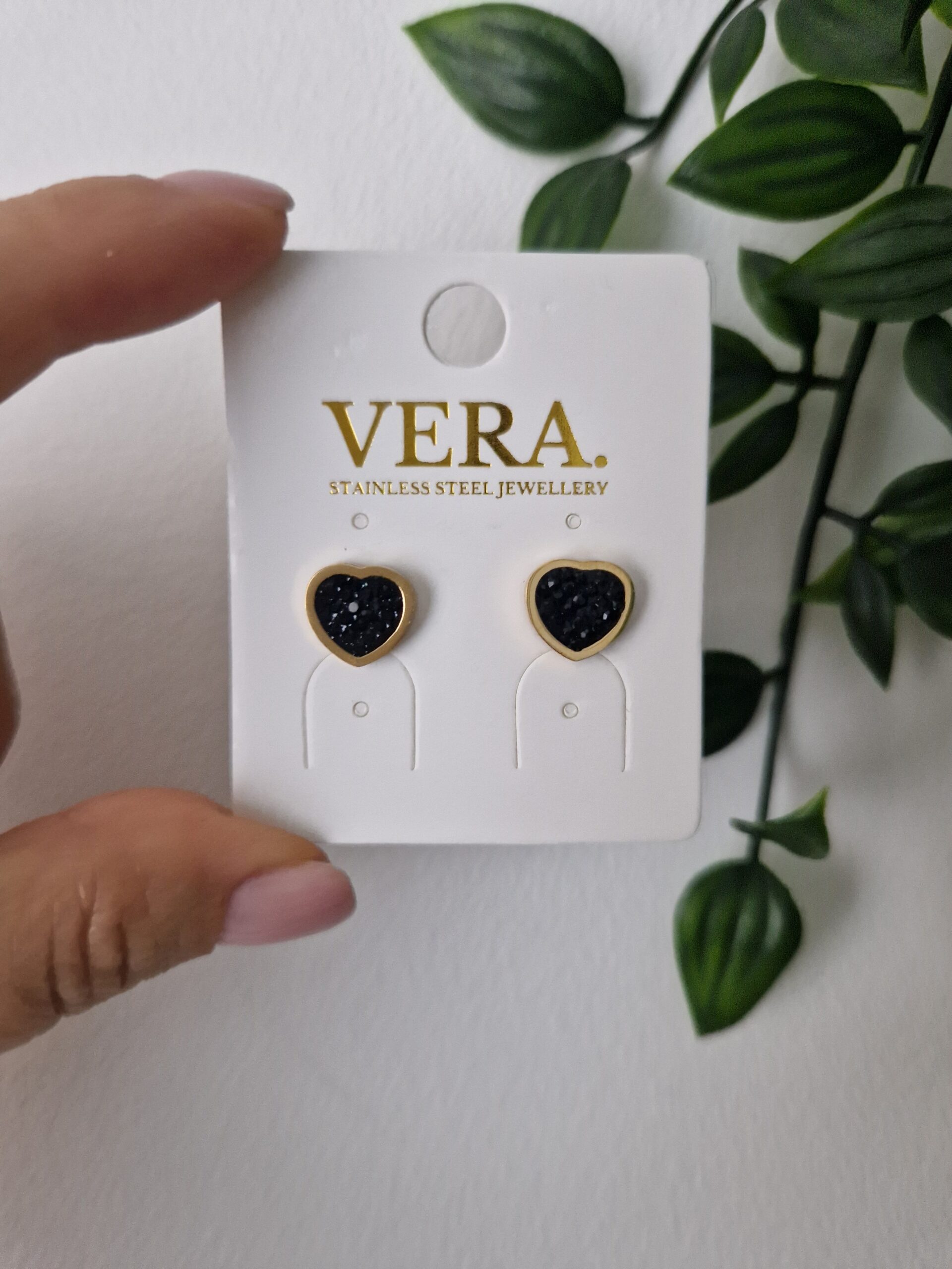 Black Heart Studs Earrings