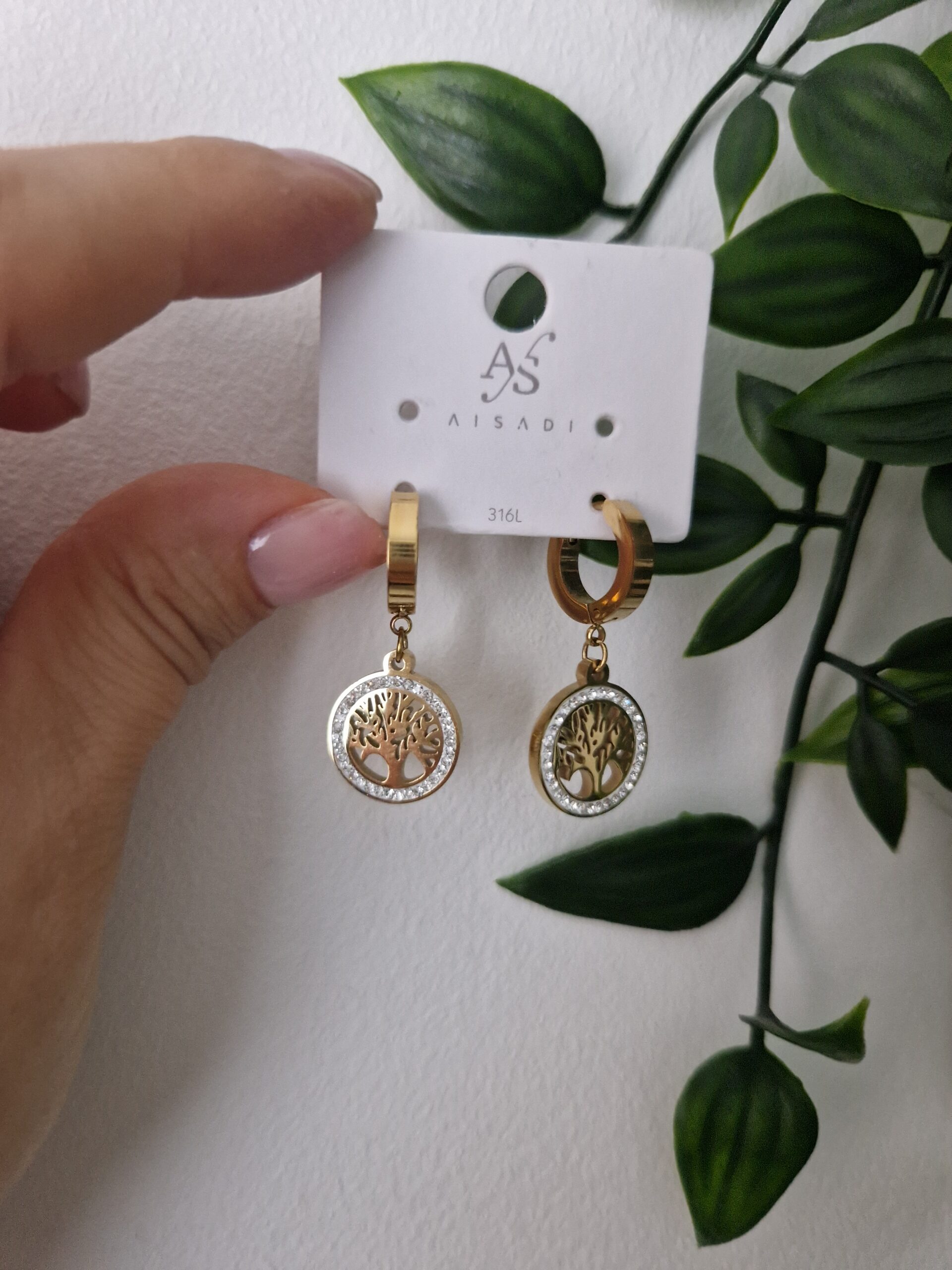 Zirconia Tree of Life Hoop Earrings