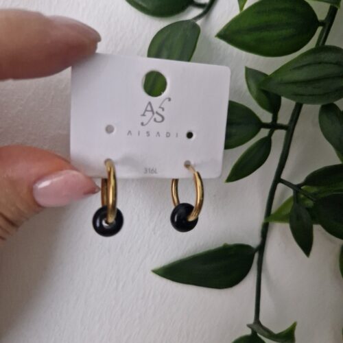 Black Gold Hoop Earrings