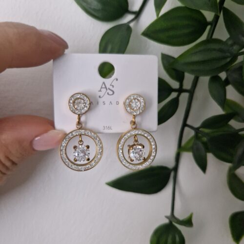 Zirconia Gold Stud Earrings
