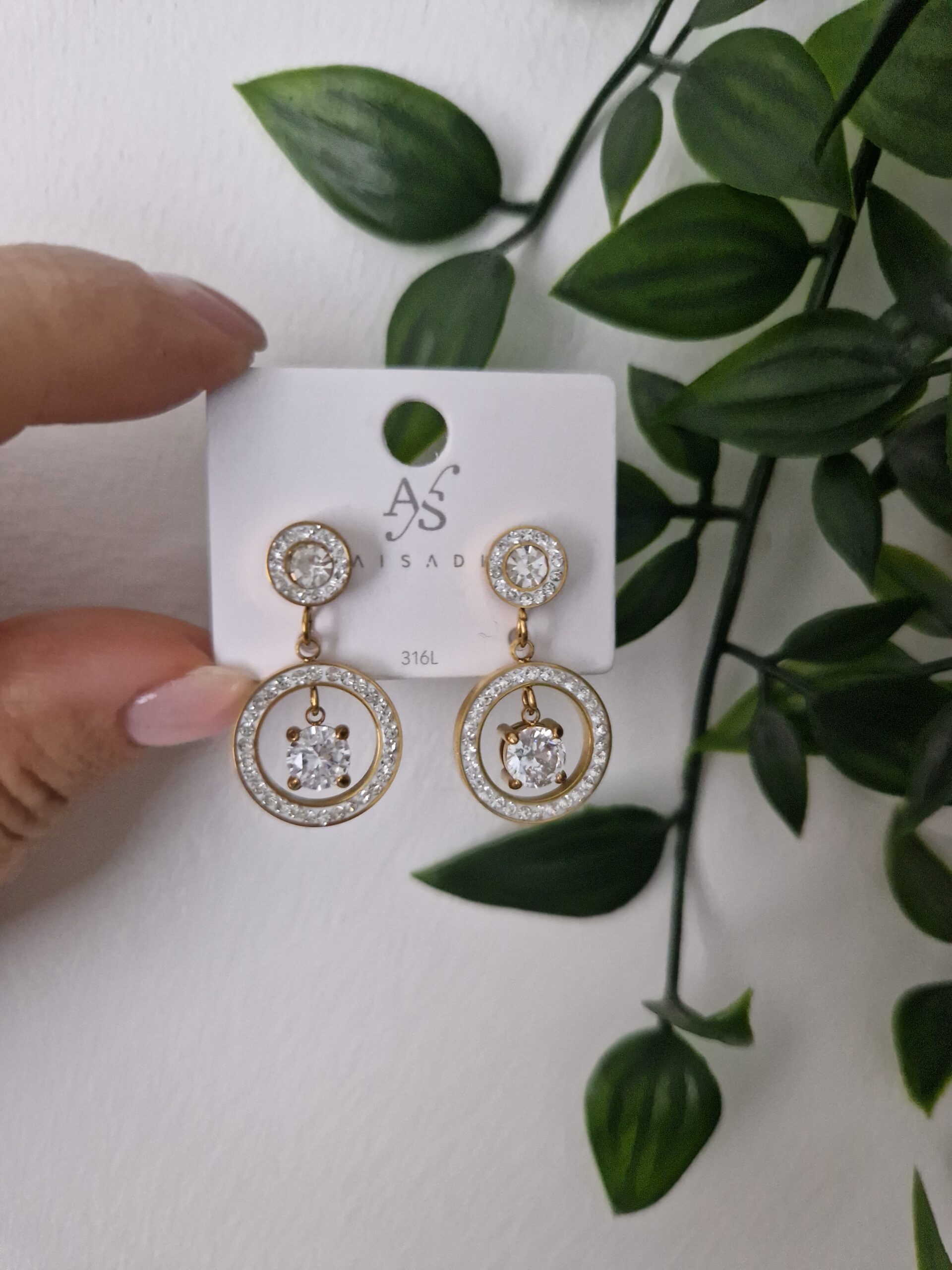 Zirconia Gold Stud Earrings