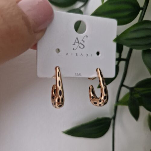 Black Gold Stud Earrings