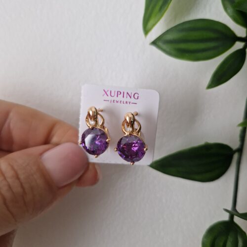 Purple Gold Earrings