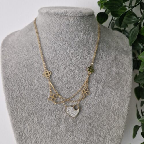 Zirconia Heart Layered Necklace