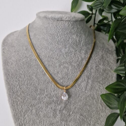 Essentials Snake Chain Necklace with Zirconia