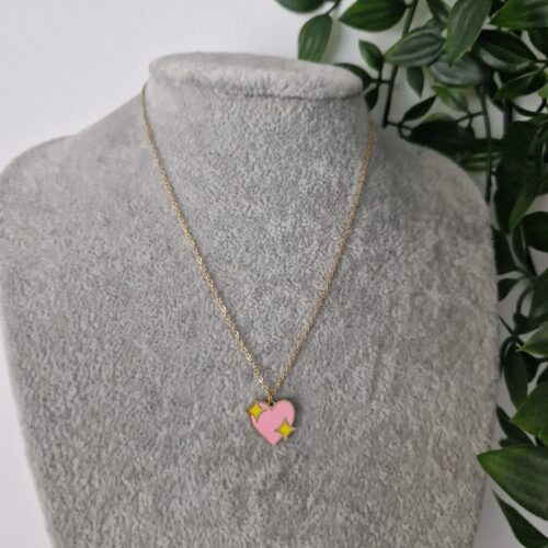 Pink Heart Gold Necklace