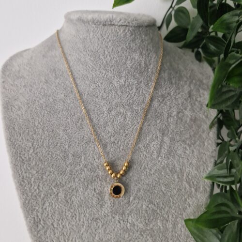 Black Onyx Gold Necklace