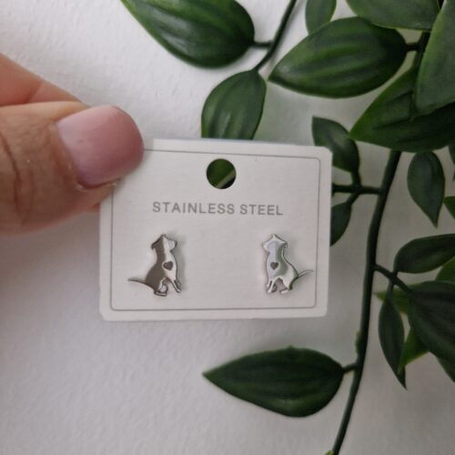 Silver Dog Stud Earrings