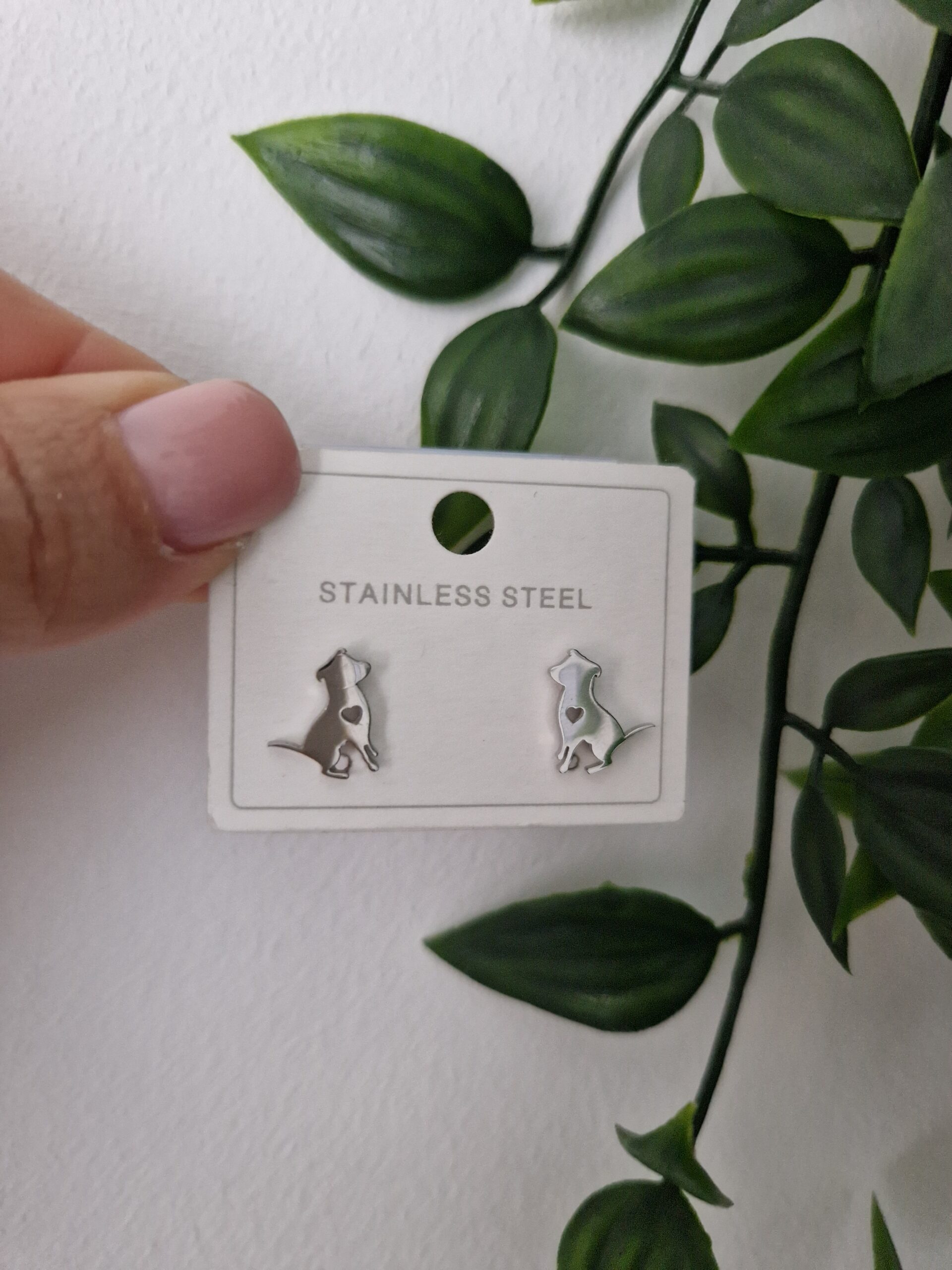 Silver Dog Stud Earrings