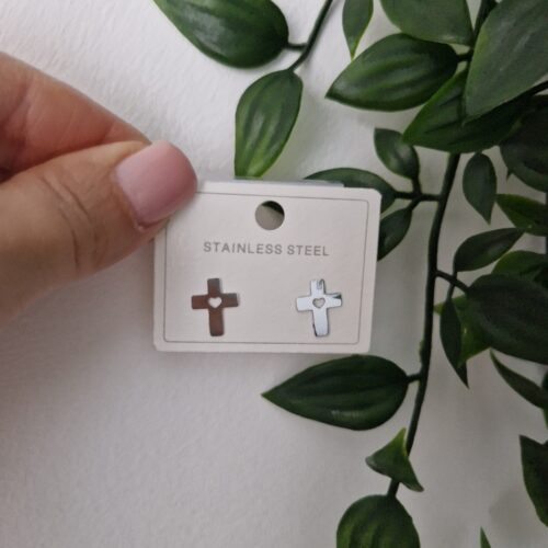 Cross Sikver Stud Earrings