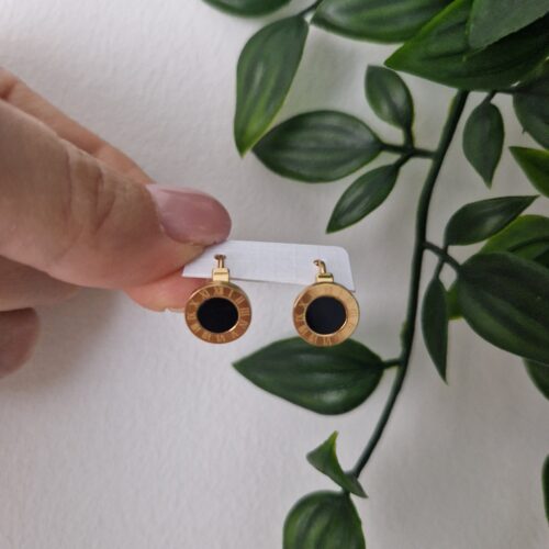 Black Onyx Hoop Earrings
