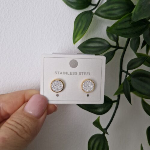 Zirconia Gold Stud Earrings