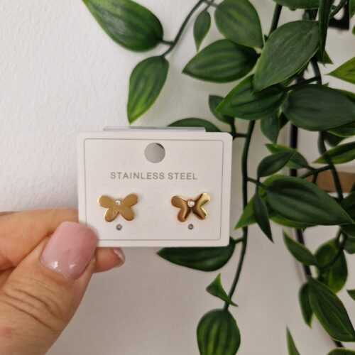 EARRINGS - GOLD STUDS BUTTERFLY