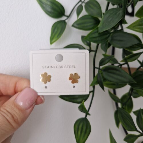 EARRINGS - GOLD CLOVER STUDS