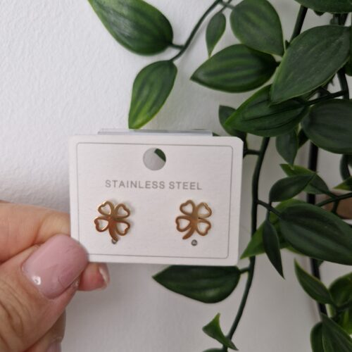 EARRINGS - GOLD CLOVER STUDS