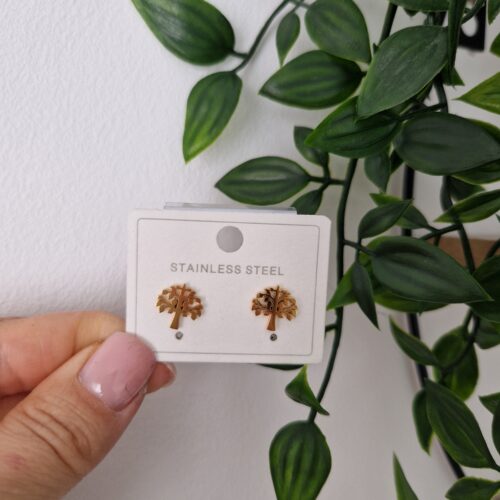 EARRINGS - GOLD TREE OF LIFE STUDS