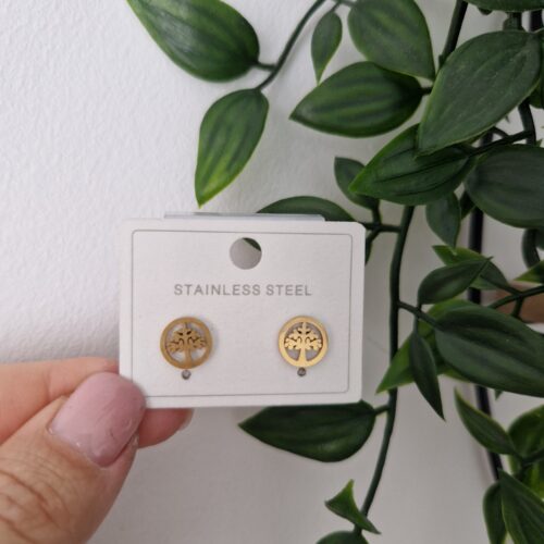 EARRINGS - GOLD TREE OF LIFE STUDS