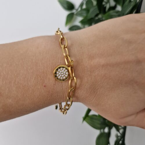 Zirconia Onyx Gold Bracelet