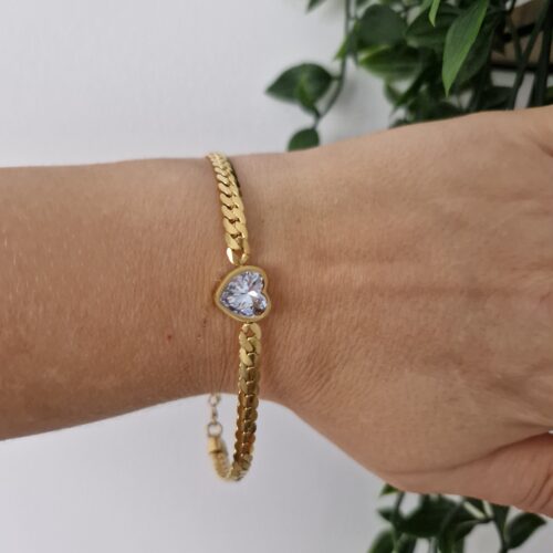 Zirconia Heart Gold Bracelet