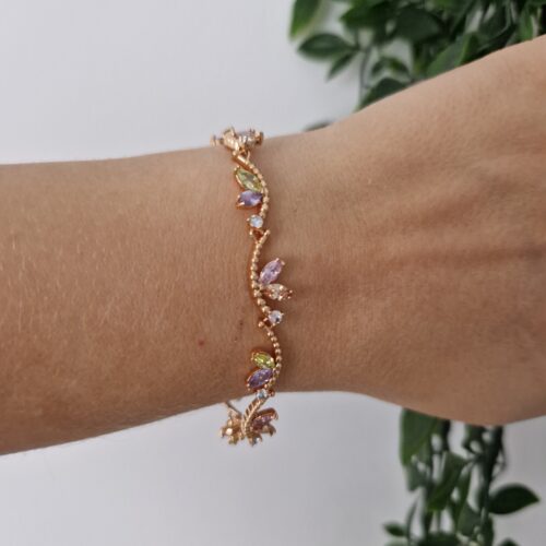Zirconia Pink Rose Gold Bracelet