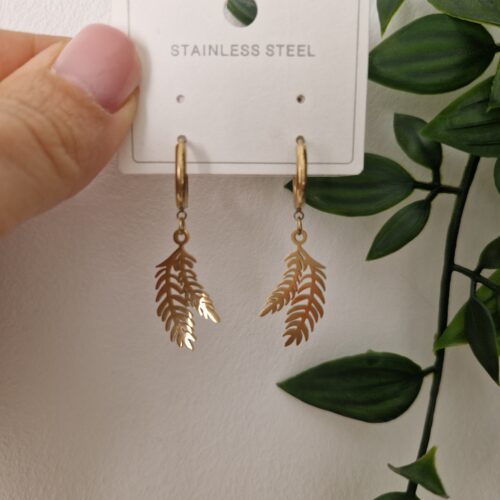 Leaf Gold Hoop Earrings