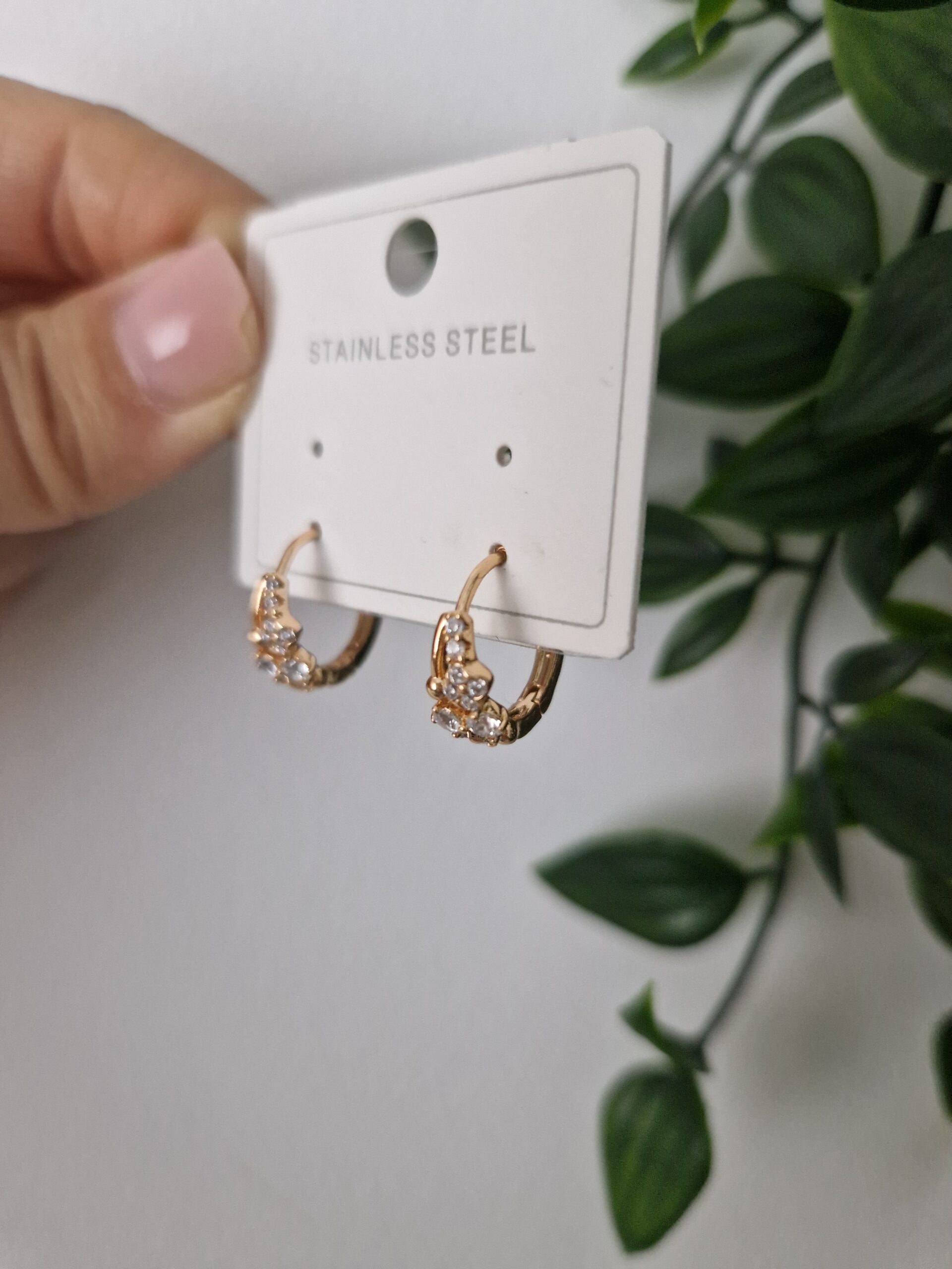 Zirconia Gold Hoop Earrings - Image 2