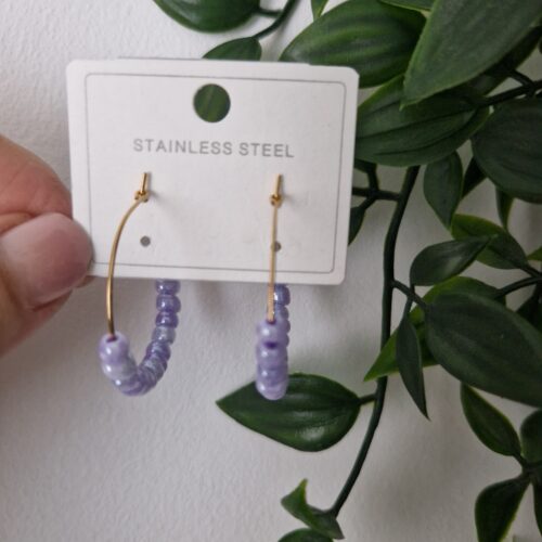 Purple Gold Hoop Earrings