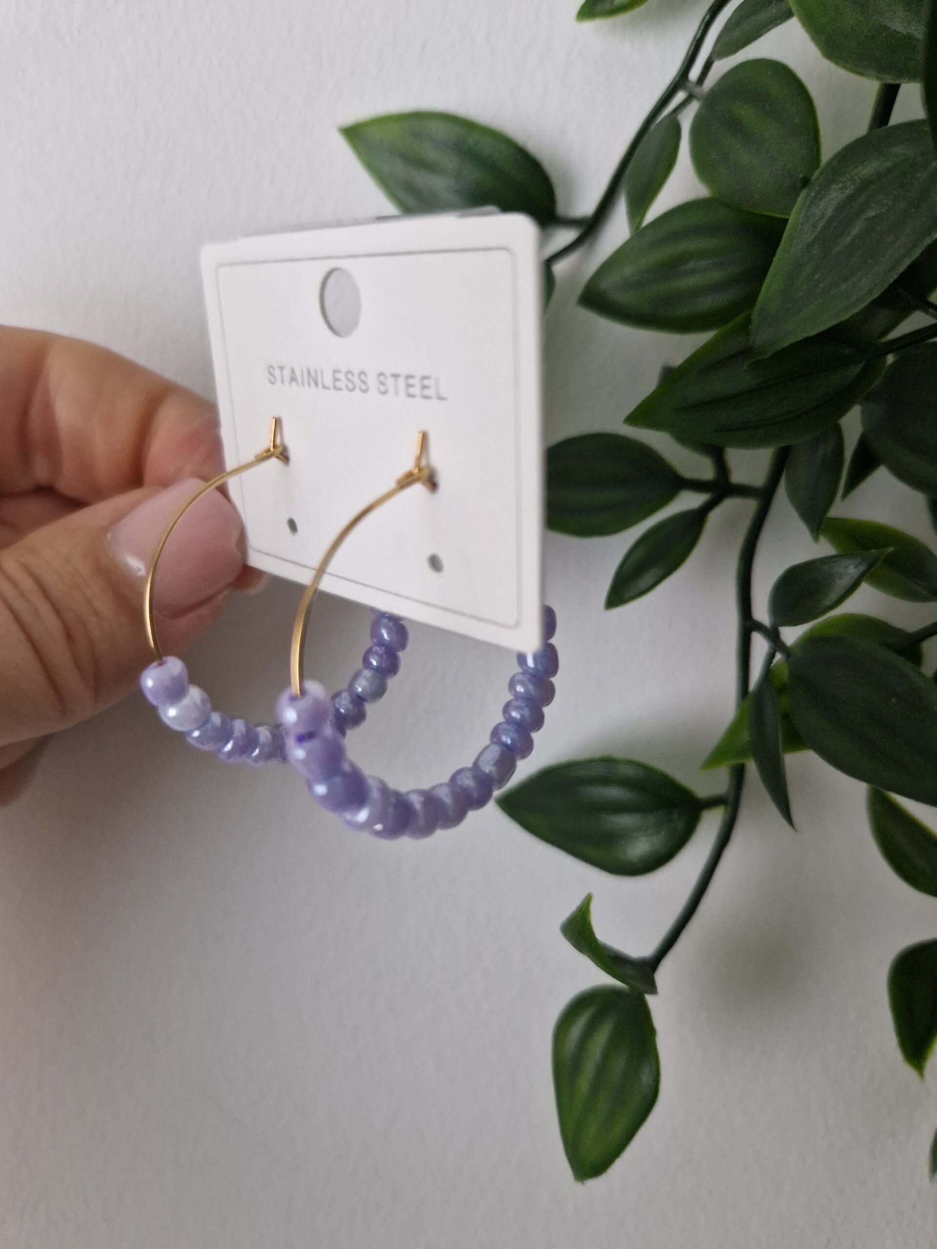 Purple Gold Hoop Earrings - Image 2