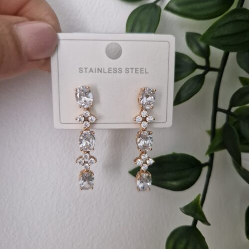 Zirconia Long Stud Earrings