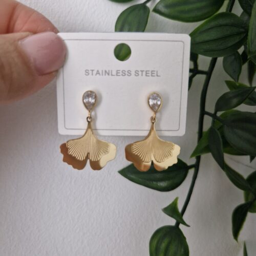 Leaf Gold Stud Earrings