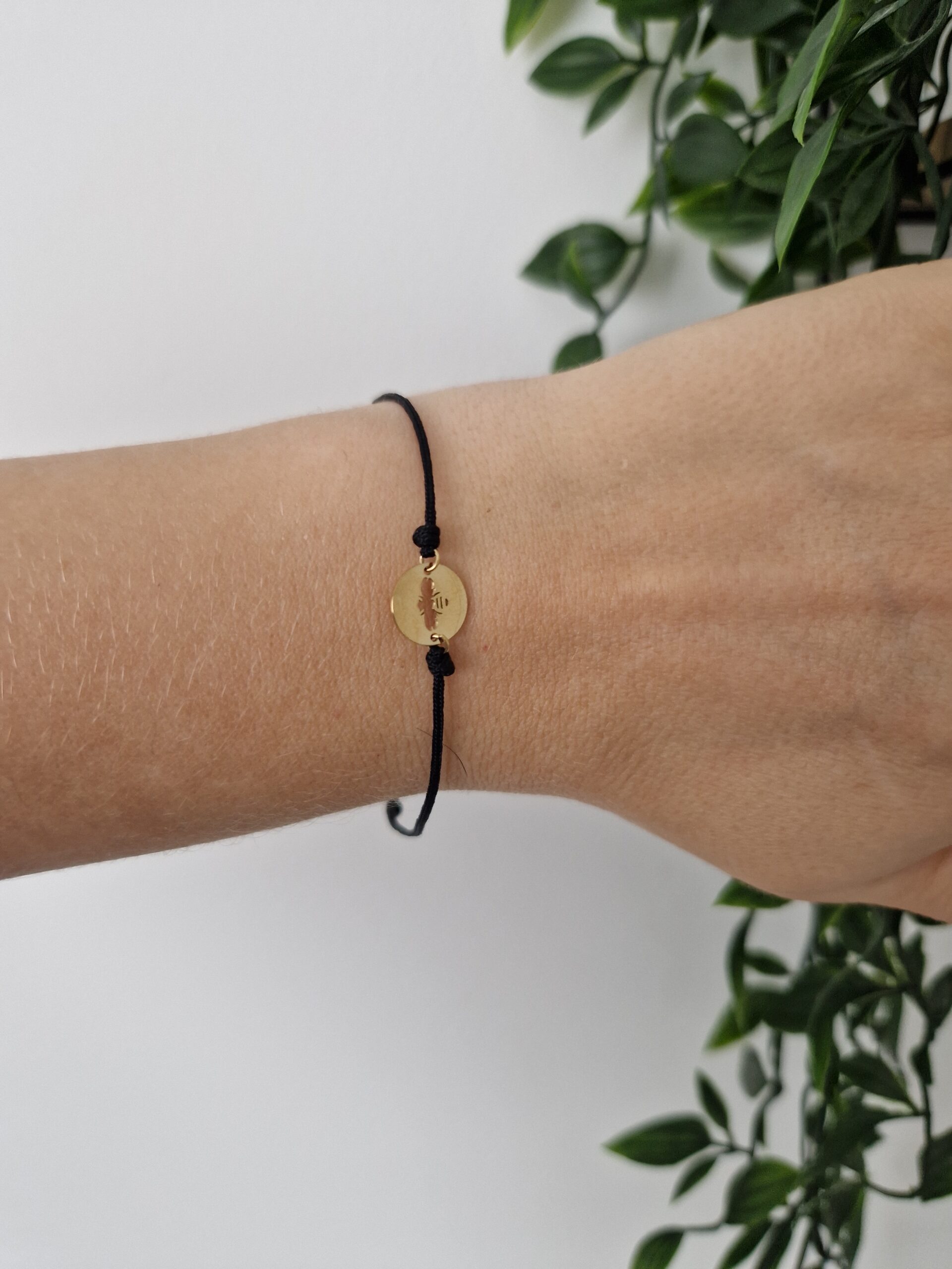 Gold Bee Black Bracelet