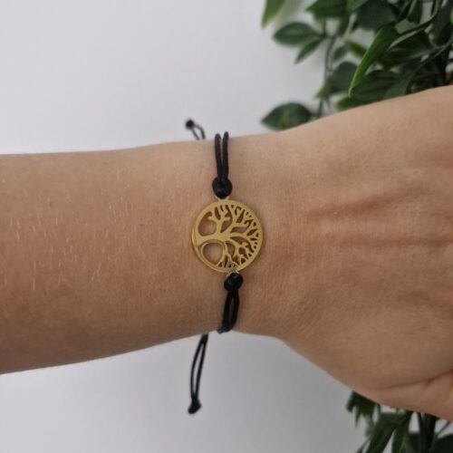 Tree of Life Gold Black Bracelet