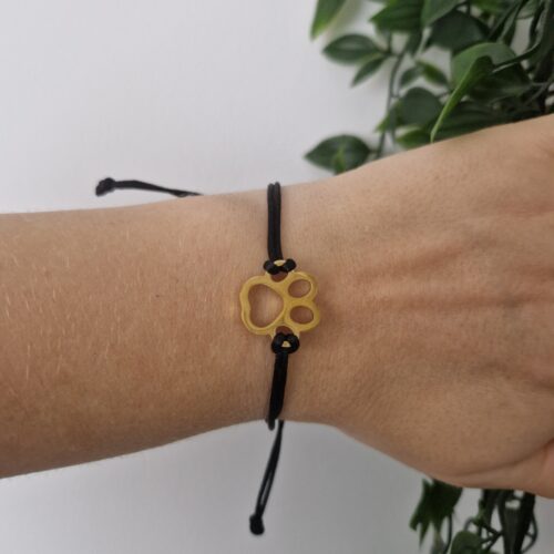 Paw Print Gold Black Bracelet