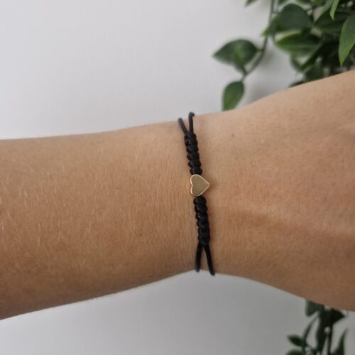 Heart Gold Black Bracelet