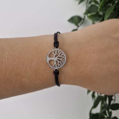 Tree of Life Silver Black Bracelet