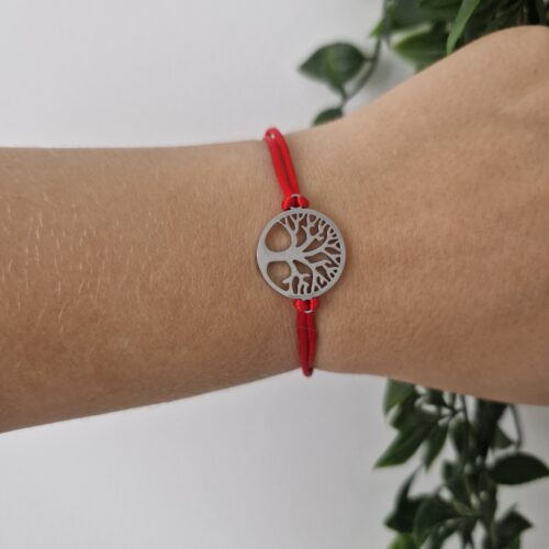 Tree of Life Silver Red Bracelet