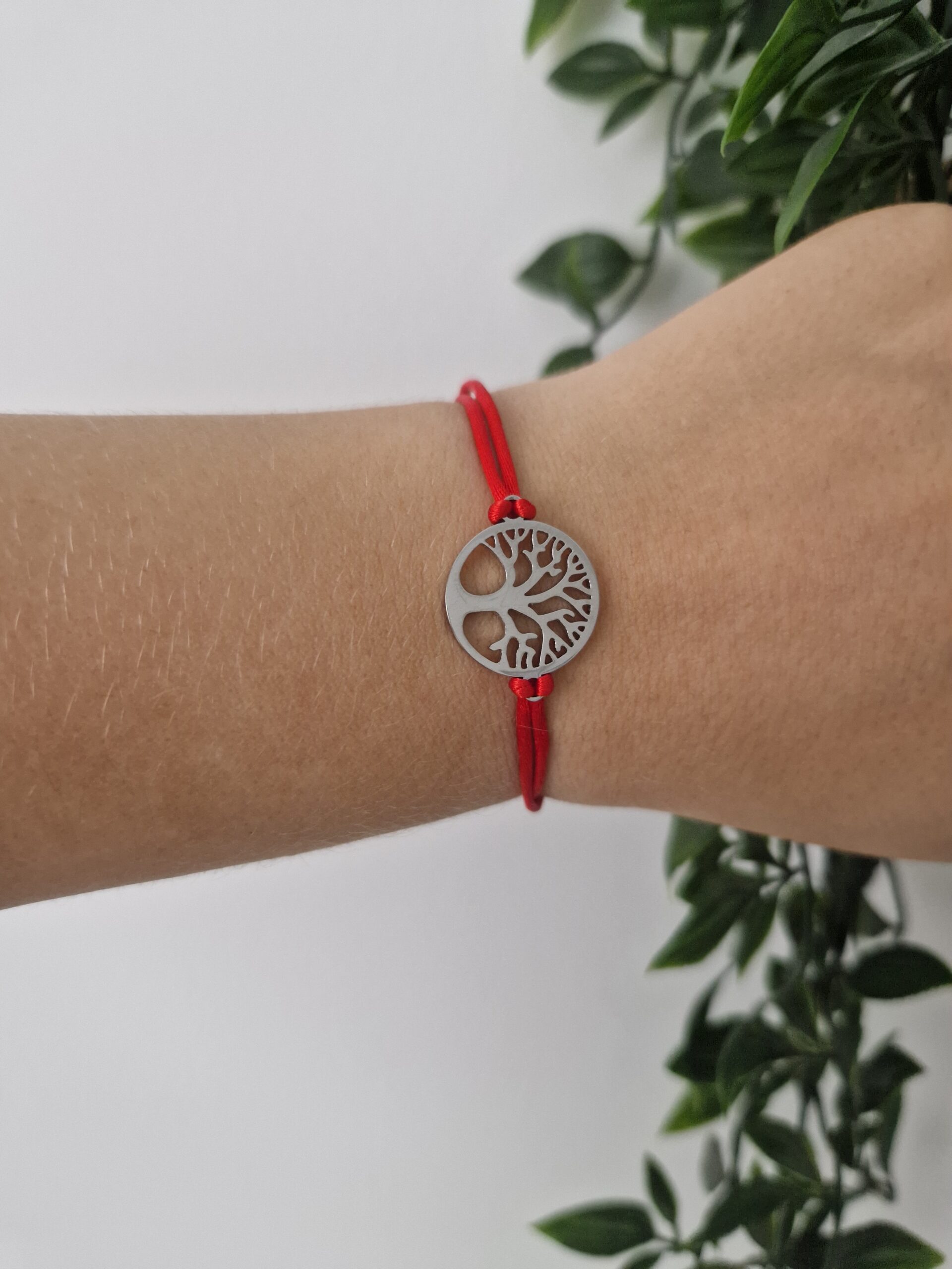 Tree of Life Silver Red Bracelet