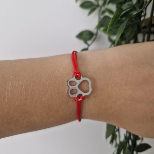 Paw Silver Red Bracelet