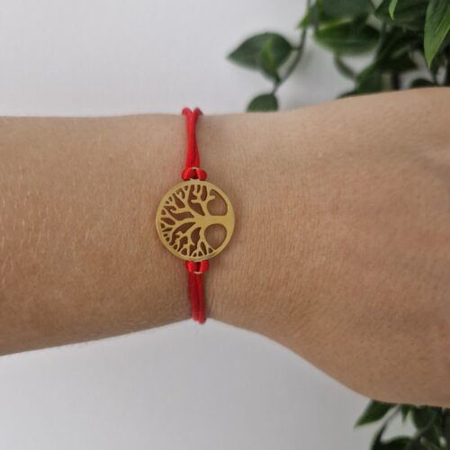 Tree of Life Gold Red Bracelet