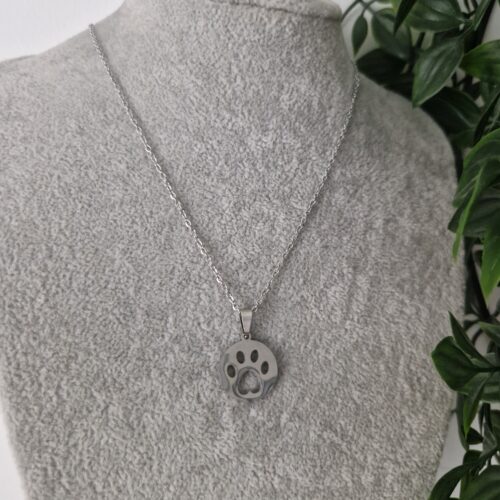 Paw Print Silver Necklace