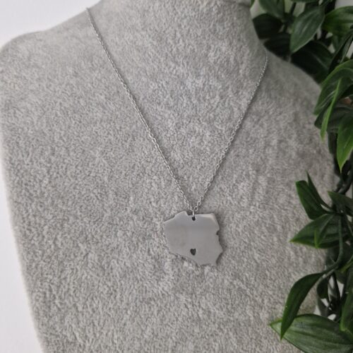 Map of Poland Silver Necklace