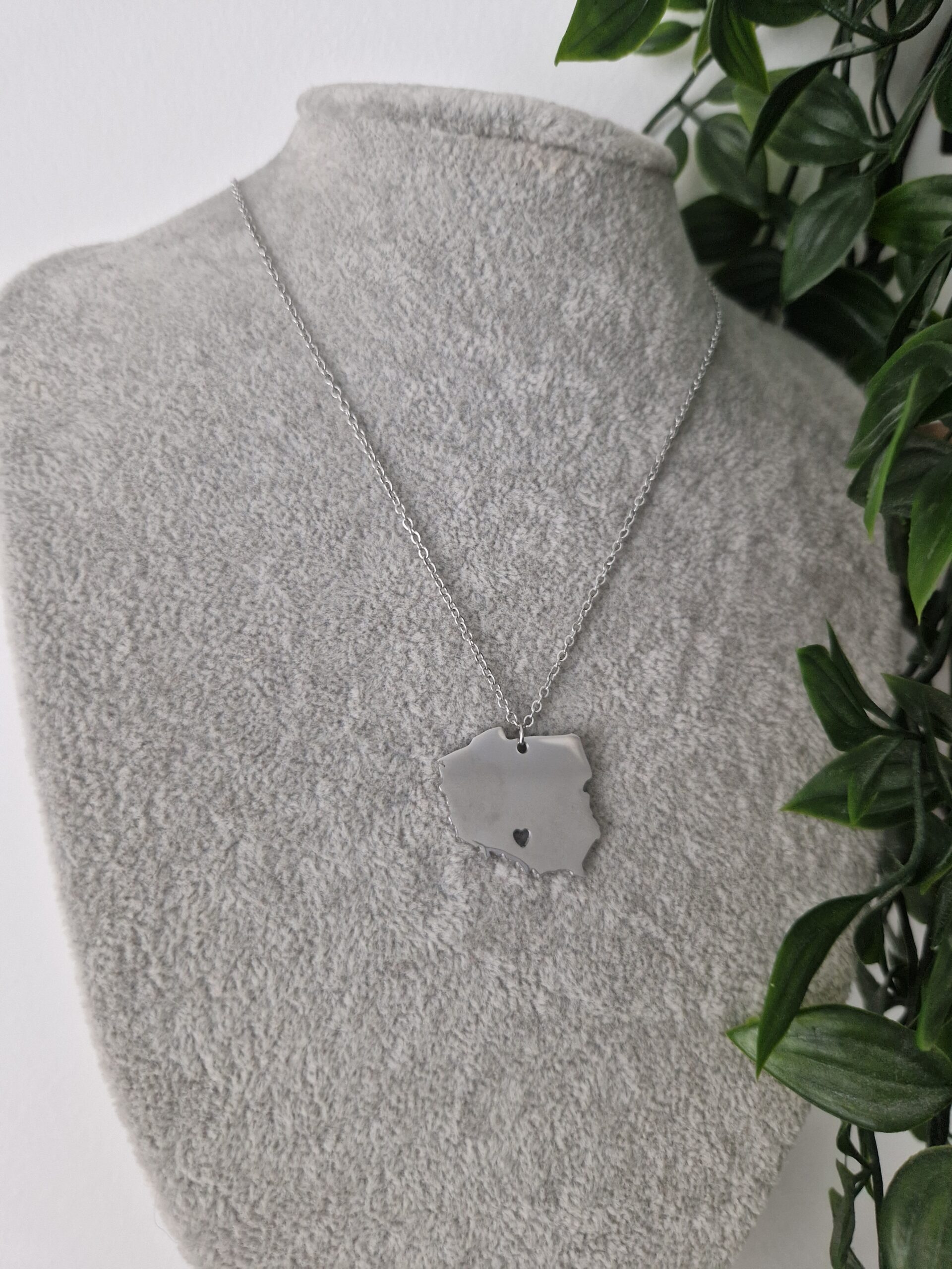 Map of Poland Silver Necklace