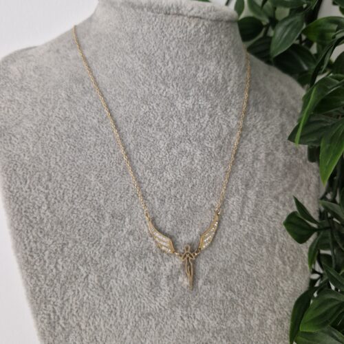 Zirconia Gold Angel Wing Necklace
