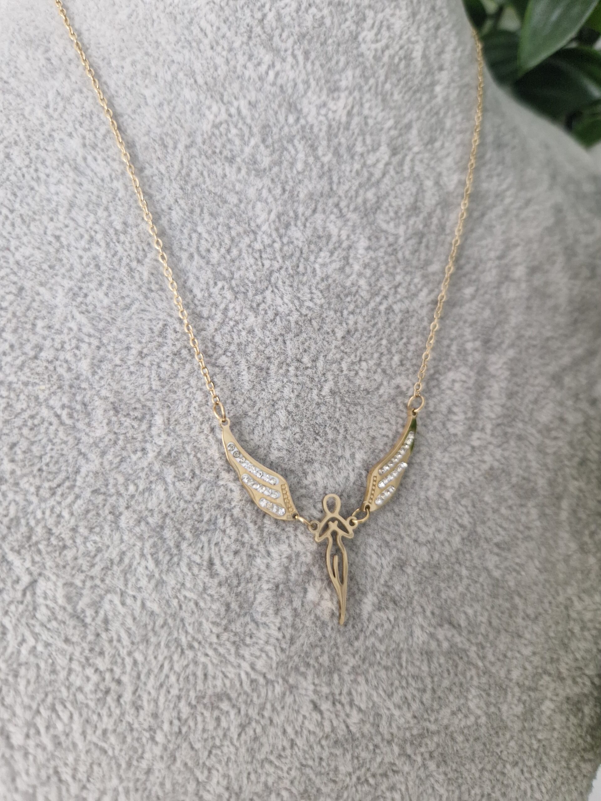 Zirconia Gold Angel Wing Necklace - Image 2