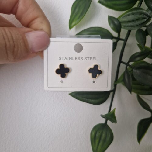 Gold Lilou Black Stud Earrings